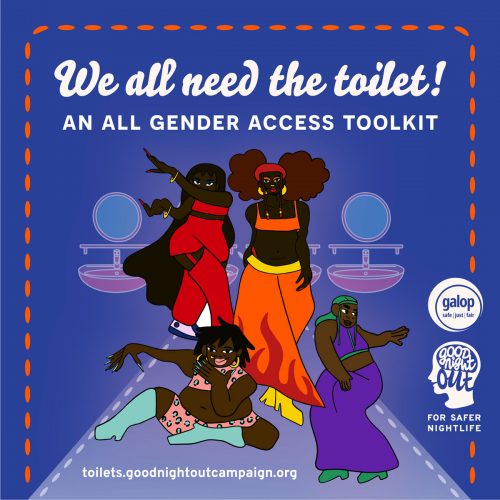 The cover of Galop and Good Night Out's 'We all need the toilet' gender access toolkit.