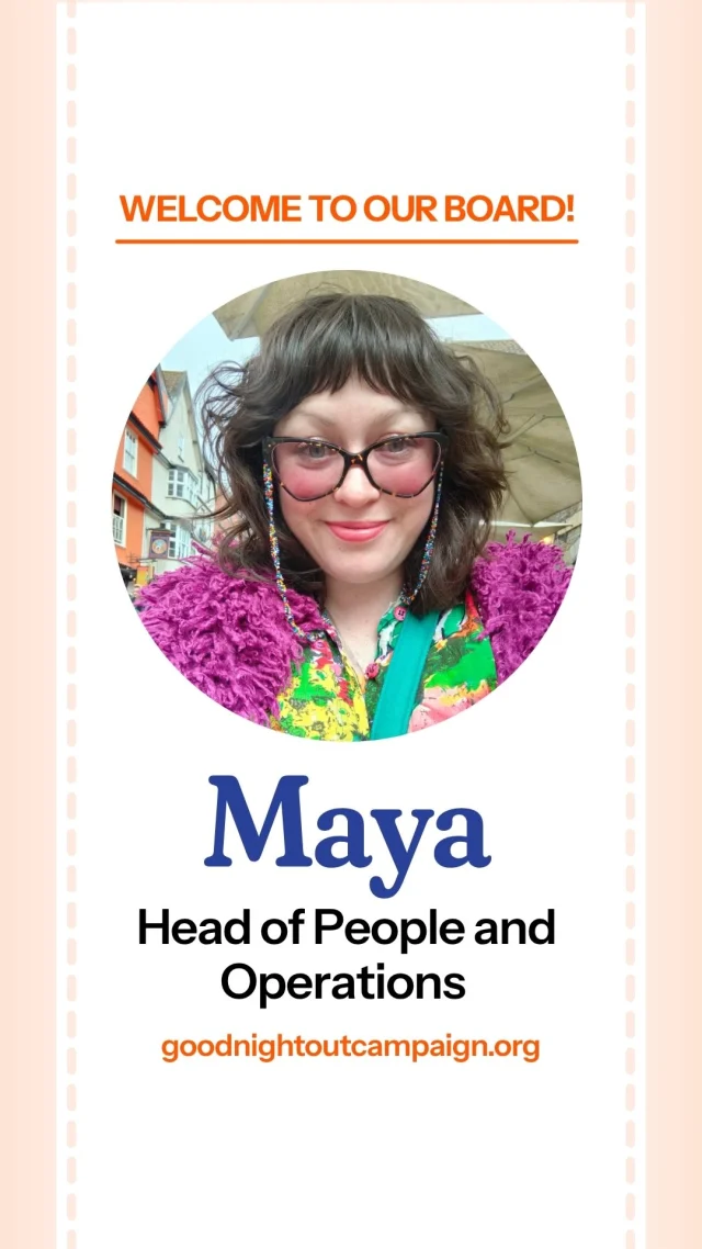 Introducing our board members: Maya! 💃💝🦋

A ray of light at every meeting, find out what makes a Good Night Out in Maya’s eyes! 🪩