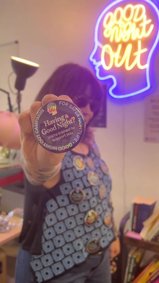 Shaking up the nightlife scene since 2014! 🌀🧡

Good Night Out believes nights out should be about fun and freedom, not fear. Venues and parties who train with us will receive these flashy new badges for your team, letting folks know exactly who to approach for support should they need it. 🪩

Fancy a chat about our flexible training options, including on-site, Zoom, and eLearning? Then drop us a message! 💬